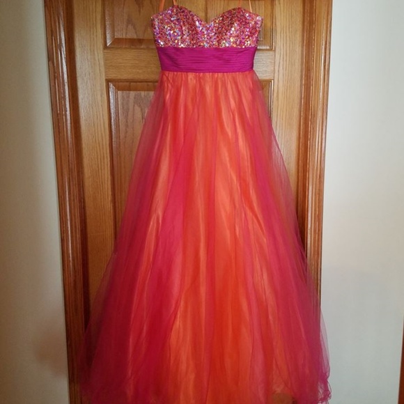 Pink/Orange Prom Dress - Picture 1 of 8
